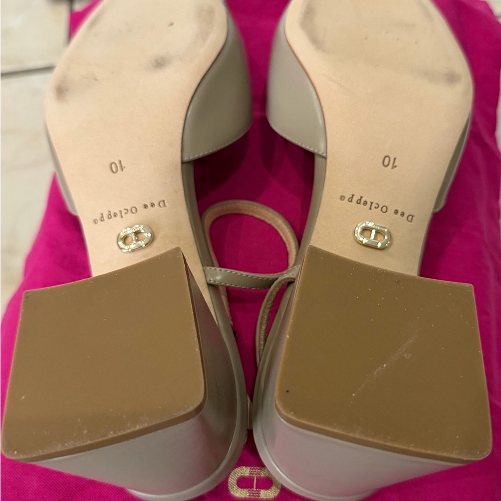 Elegant Beige and Silver Women's Slingback Heels - Picture 3 of 5